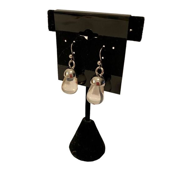 Vintage Lucite & Silver Toned Drop Earrings. - Picture 2 of 5